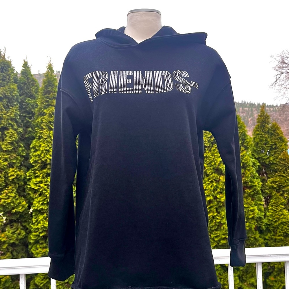 VLONE | FRIENDS Quality Black Hoodie | Chrome Graphics Front & Back | Sz Sm